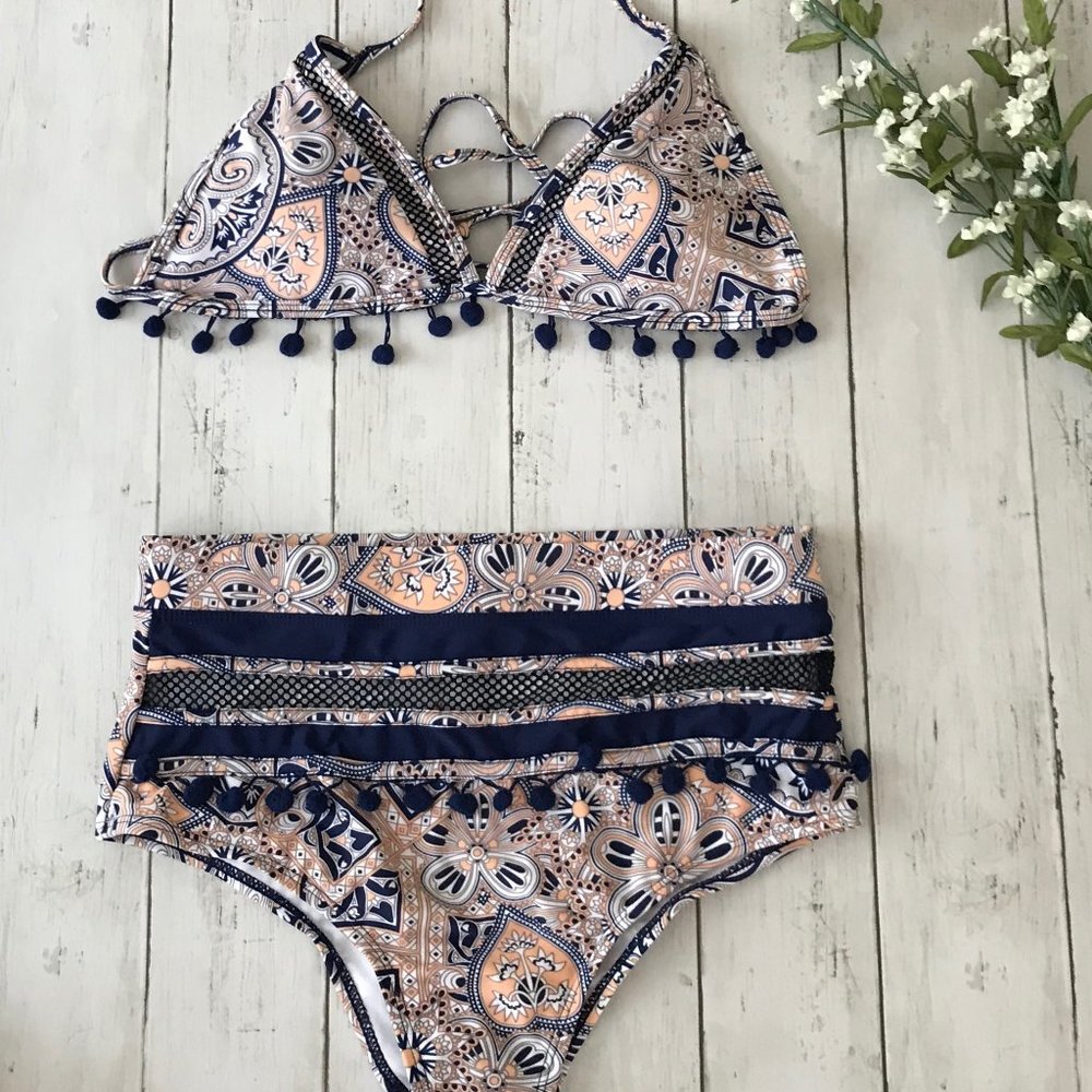 Floral High Waisted Swimsuit Bikini